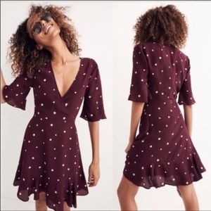 Madewell 100% silk star print flutter dress
